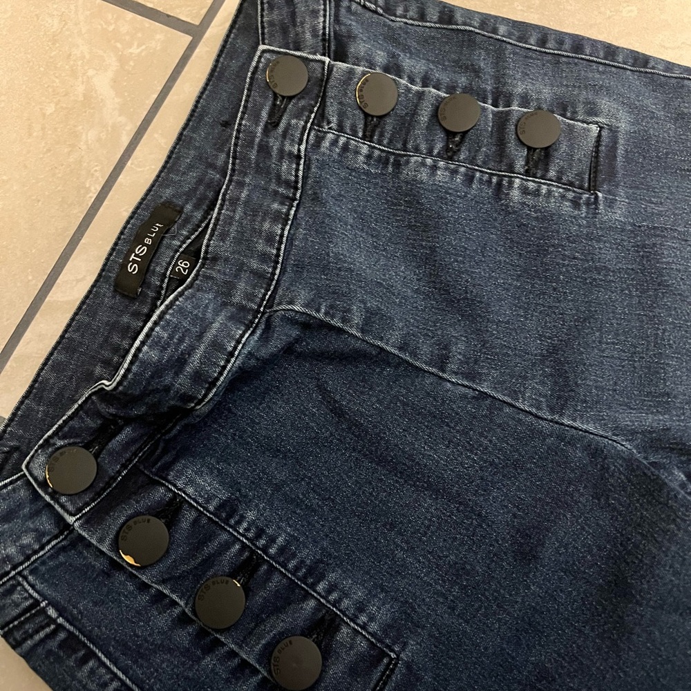 STS Blue Retro Buttoned Denim 60’s-70’s High Waist light distressed wash size 26 - Picture 3 of 4